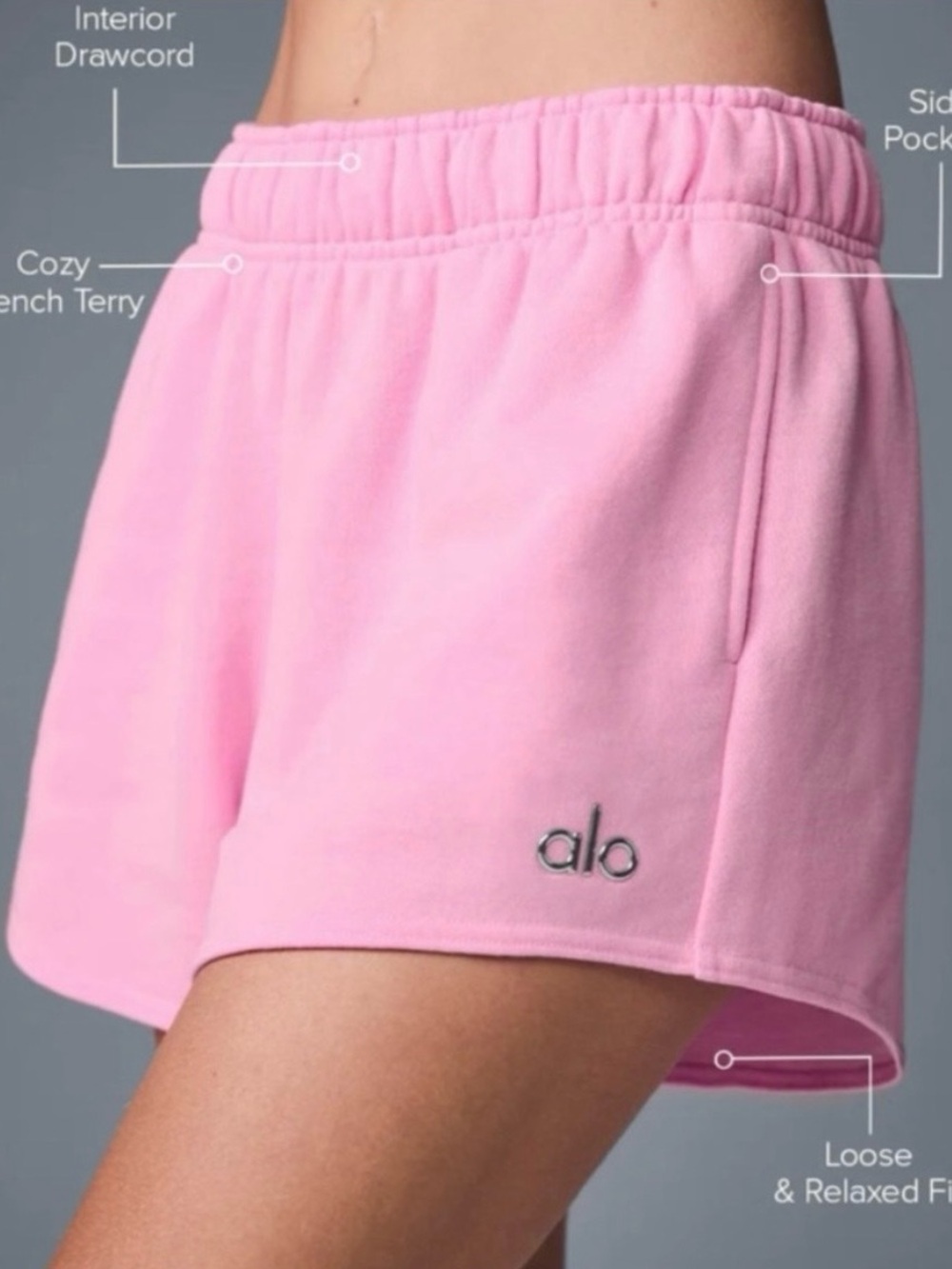 Alo Yoga Accolade Cropped Sweatshirt and Shorts Set in Sweet Pink - Picture 3 of 5